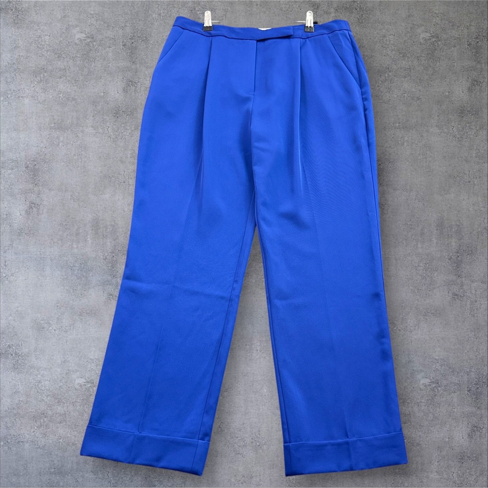 Tuckernuck Pleated Wide Leg Trousers Womens L Royal Blue Cuffed High Rise